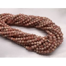Каменные бусины, Родохрозит, шарик огранка, 3,5 мм, длина нити 38 см