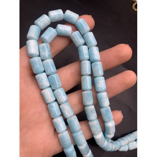 Каменные бусины, Гемиморфит, столбик, гладкий, 12,5х8 мм, 32 столбика на нитке, длина нити 38 см