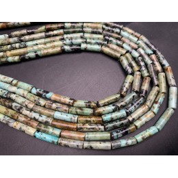 Каменные бусины, Африканская Бирюза, трубочки, 13х4 мм, длина нити 38 см