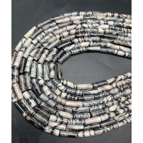 Каменные бусины, Яшма, трубочки, 13х4 мм, длина нити 38 см