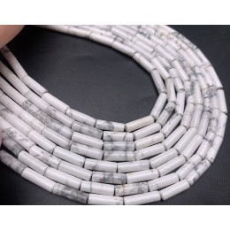 Каменные бусины, Говлит натуральный (т.н. Кахолонг), трубочки, 13х4 мм, длина нити 38 см