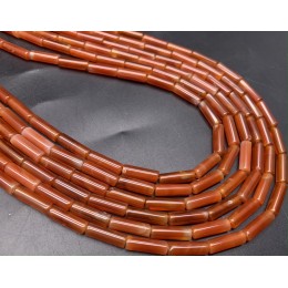 Каменные бусины, Сердолик (Карнеол), трубочки, 13х4 мм, длина нити 38 см