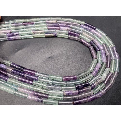 Каменные бусины, Флюорит, трубочки, 13х4 мм, длина нити 38 см