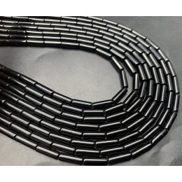 Каменные бусины, Агат, чёрный, трубочки, 13х4 мм, длина нити 38 см