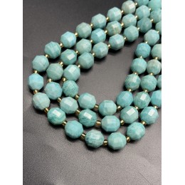 Каменные бусины, Амазонит, ювелирная огранка 10х8,5 мм, длина нити 38 см