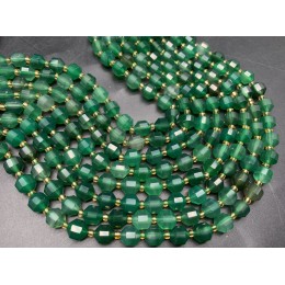 Каменные бусины, Халцедон, изумрудный, тонированный, ювелирная огранка, 8х7 мм, длина нити 38 см