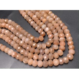 Каменные бусины, Солнечный камень (олигоклаз) рондель огранка, 8х5 мм, длина нити 38 см