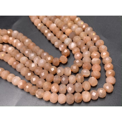 Каменные бусины, Солнечный камень (олигоклаз) рондель огранка, 8х5 мм, длина нити 38 см