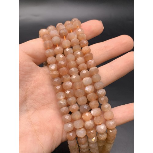 Каменные бусины, Солнечный камень (олигоклаз) рондель огранка, 8х5 мм, длина нити 38 см