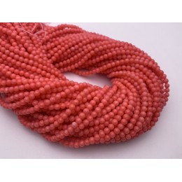 Каменные бусины, Коралл, оранжевый, (лососевый), тонированный, шарик гладкий, 3 мм, длина нити 38 см