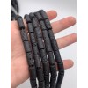 Каменные бусины, Вулканическая лава, черная, столбики, 4х13 мм, длина нити 38 см