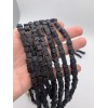 Каменные бусины, Вулканическая лава, черная, кубик 6х6 мм, длина нити 38 см