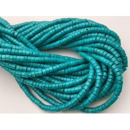 Каменные бусины, Турквенит, бирюзовый, шайба, 4х2 мм, длина нити 38 см