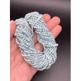 Каменные бусины, Ларимар, шарик огранка, 4 мм, длина нити 38 см