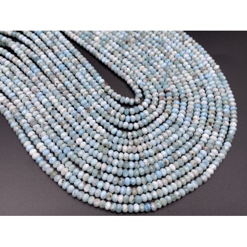Каменные бусины, Ларимар, рондель огранка, 2х3 мм, длина нити 38 см