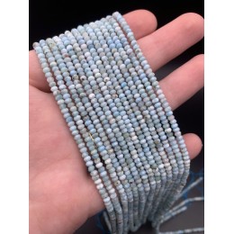 Каменные бусины, Ларимар, рондель огранка, 2х3 мм, длина нити 38 см