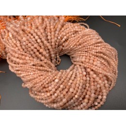 Каменные бусины, Солнечный камень (Олигоклаз), шарик огранка, 3 мм, длина нити 38 см