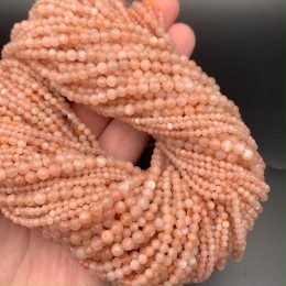 Каменные бусины, Солнечный камень (Олигоклаз), шарик огранка, 4 мм, длина нити 38 см