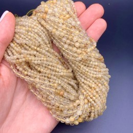 Каменные бусины, Рутиловый Кварц, шарик огранка, 3 мм, длина нити 38 см