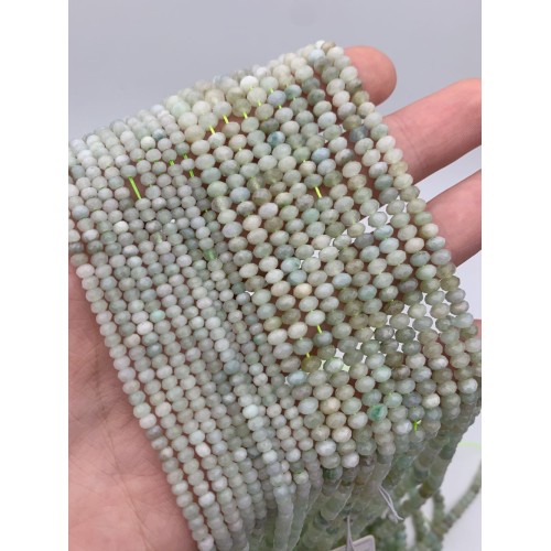 Каменные бусины, Нефрит Бирма, рондель огранка, 2,5х4 мм, длина нити 38 см
