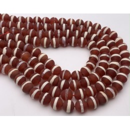 Каменные бусины, Дзи медицины (здоровья), Сердолик, матовый, шарик гладкий, 10 мм, длина нити 38 см