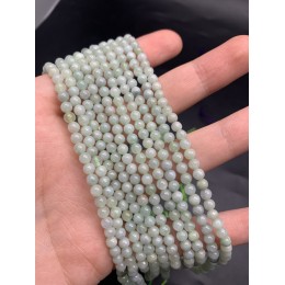 Каменные бусины, Нефрит Бирма, люкс, шарик гладкий, 4 мм, длина нити 38 см