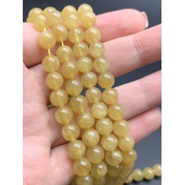 Каменные бусины, Берилл желтый, Гелиодор, шарик гладкий, 8 мм, нить 38 см