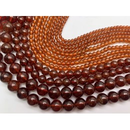 Каменные бусины, Гранат, Гессонит, Люкс, шарик гладкий, 4 мм, длина нити 38 см