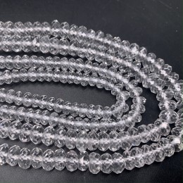 Каменные бусины, Горный Хрусталь, люкс, рондель, ювелирная огранка, 6х3 мм, длина нити 38 см