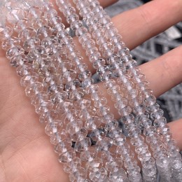 Каменные бусины, Горный Хрусталь, люкс, рондель, ювелирная огранка, 6х3 мм, длина нити 38 см