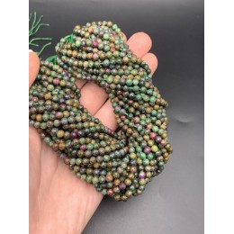 Каменные бусины, Андалузит, с включениями Рубина (корунд), шарик, ювелирная огранка, 4 мм, длина нити 38 см