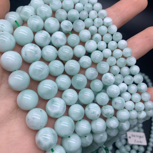 Каменные бусины, "Ангелит", зелёный, (волластонитовое стекло), искусственный материал, шарик гладкий, 12 мм, длина нити 38 см