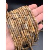 Каменные бусины, Яшма, песочная, трубочки, 13х4 мм, длина нити 38 см