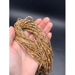 Каменные бусины, Яшма, песочная, трубочки, 4х2 мм, длина нити 38 см