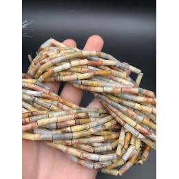 Каменные бусины, Агат кружевной, (Crazy Agate), трубочки, 13х4 мм, длина нити 38 см
