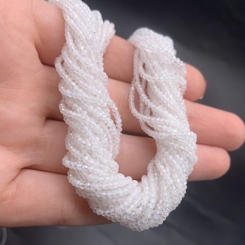 Каменные бусины, Лунный камень (люкс), огранка рондель 2x1,5 мм, длина нити 38 см