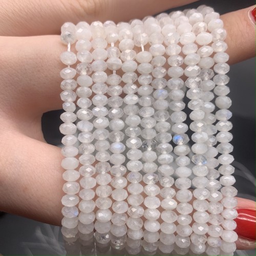 Каменные бусины, Лунный камень, огранка, рондель, 4,5x3 мм, длина нити 38 см