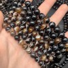 Каменные бусины, Агат, люкс, чёрно-коричневый, с полосками, шарик, гладкий, 8 мм, длина нити 38 см