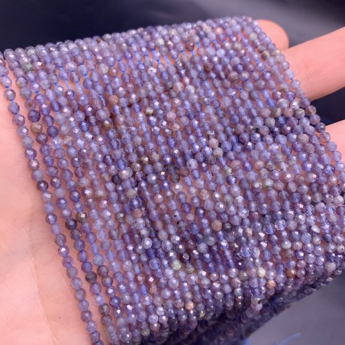 Каменные бусины, Старстоун, Иолит с включениями: солнечного, лунного камня, гематита, ювелирная огранка, шарик, 3 мм, длина нити 38 см