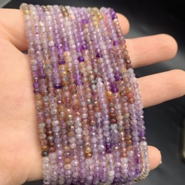 Каменные бусины, Ауралит, рондель, огранка, 3х2 мм, длина нити 38 см