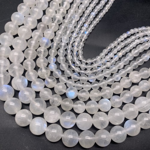 Каменные бусины, Лунный камень, адуляр, люкс, качество 4А, шарик, гладкий, 10-10,5 мм, длина нити 19 см