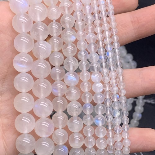Каменные бусины, Лунный камень, адуляр, люкс, качество 4А, шарик, гладкий, 6 мм, длина нити 38 см