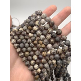 Каменные бусины, Риолит, леопардовая Яшма, шарик гладкий, 8-8,5 мм, длина нити 38 см