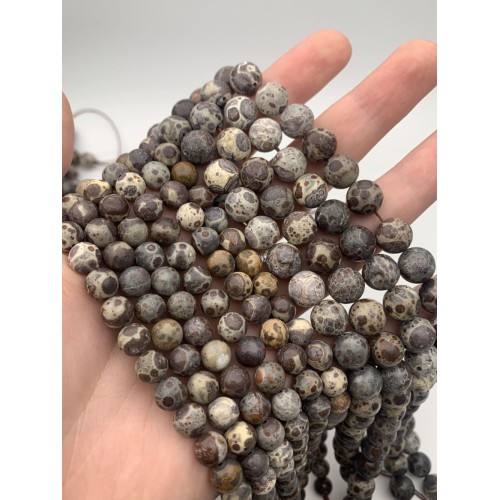 Каменные бусины, Риолит, леопардовая Яшма, шарик гладкий, 8-8,5 мм, длина нити 38 см