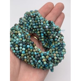 Каменные бусины, Бирюза стабилизированная, Люкс, шарик, огранка, 4 мм, длина нити 38 см
