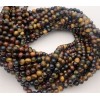 Каменные бусины, Глазковый микс ( Тигровый глаз, бычий глаз, соколиный глаз), 4 мм, шарик гладкий, нить 38 см