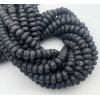 Каменные бусины, Вулканическая лава, черная, бублик, 6х10 мм, длина нити 38 см