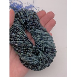Каменные бусины, Турмалин, голубой, люкс, шарик огранка, 2 мм, длина нити 38 см