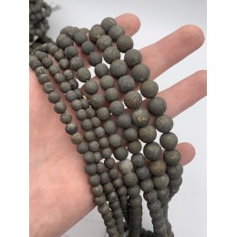 Каменные бусины, Пирит, матовый, шарик гладкий, 10 мм, длина нити 37 см