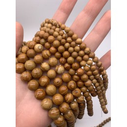 Каменные бусины, Яшма, "деревянная", шарик гладкий, 12 мм, длина нити 38 см